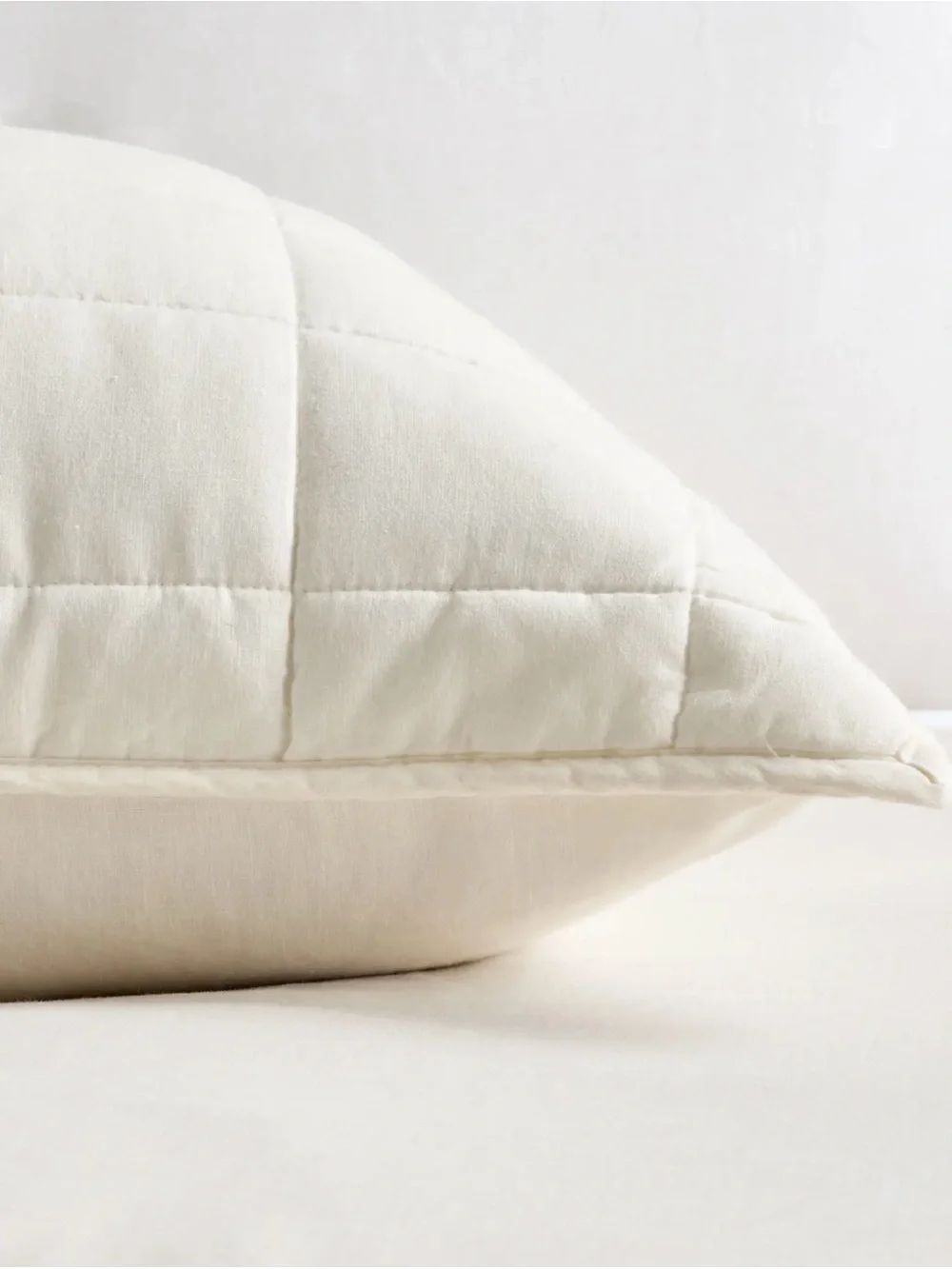 Quince European Linen Box Quilted Euro Sham in Ivory 26x26 1177